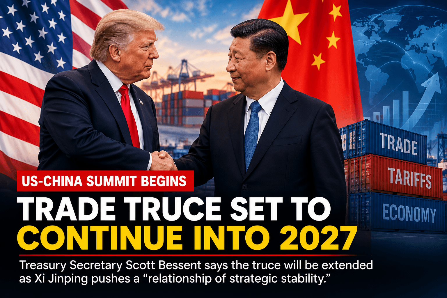 US-China Summit Begins With Trade Truce Set To Continue Into 2027
